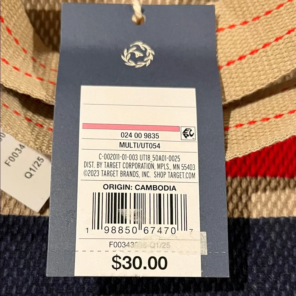 Universal Thread Navy/Red Striped Reversible Canvas Tote/NWT